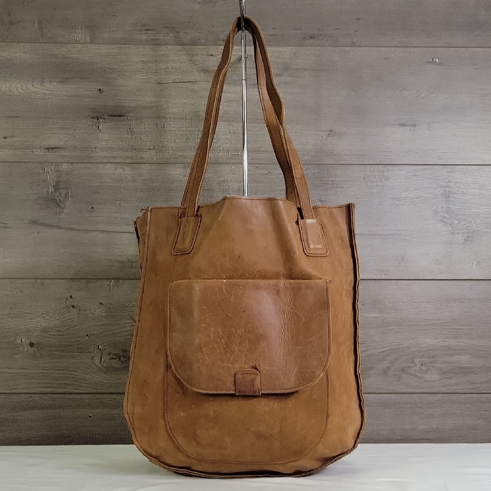 Abel Local and Global Brown Leather Tote Shoulder Bag Handbag